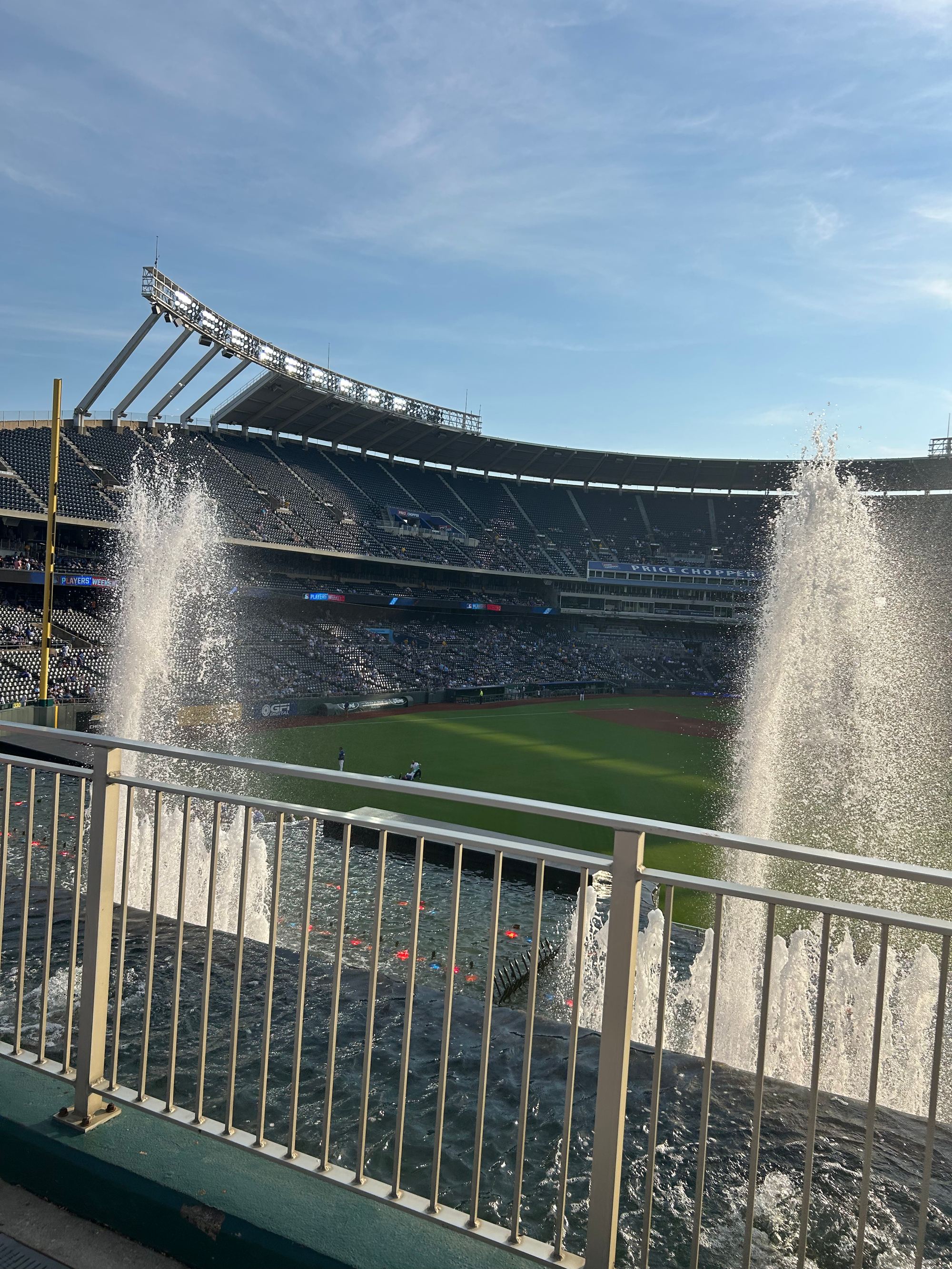 The outfield fountains at Kauffman Stadium