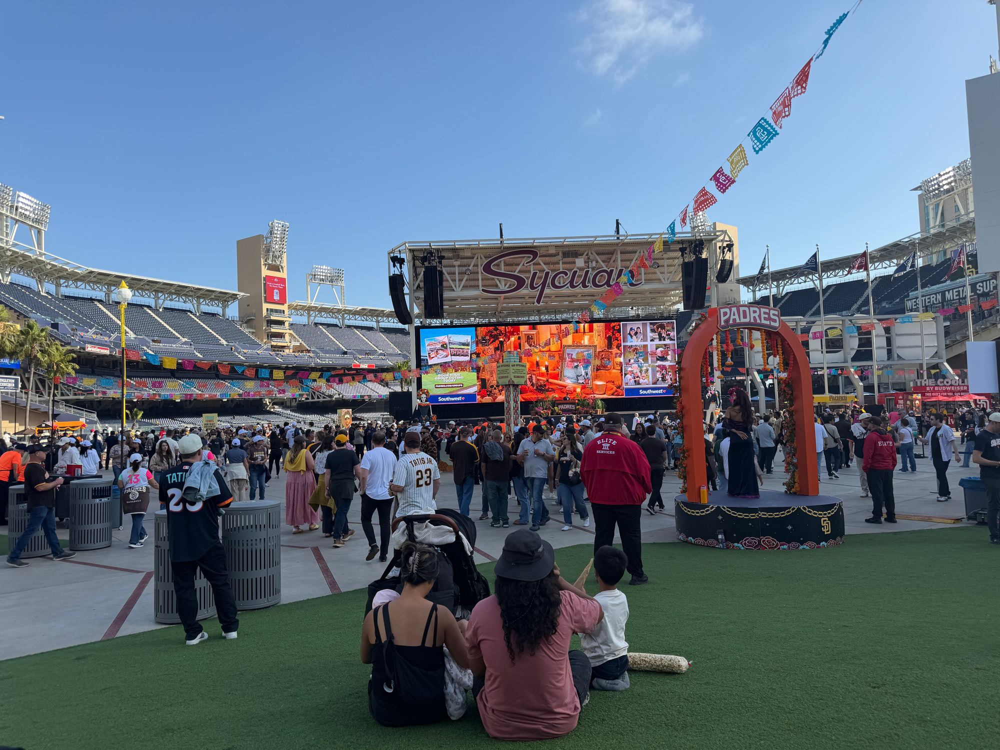 Fans on the plaza at Petco Park
