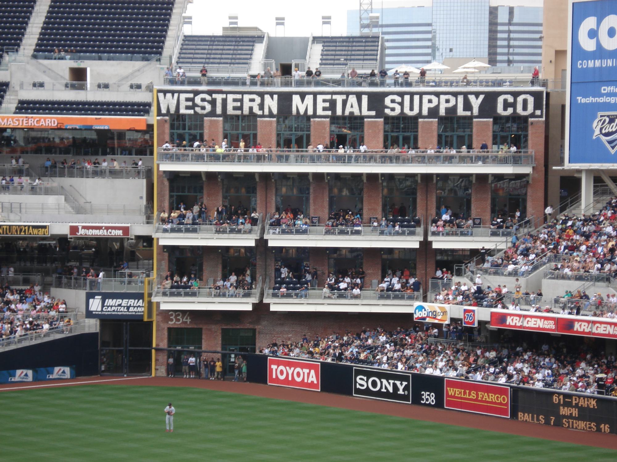 The Western Metal Supply Co. building in the left-field corner of Petco Park