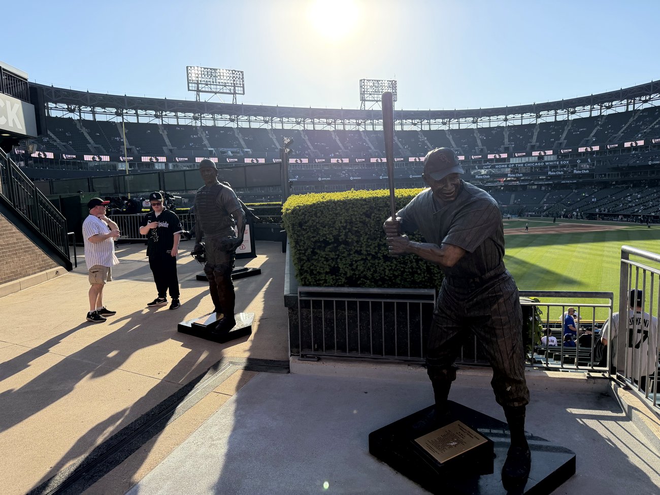 Statue Row on the outfield concourse at Rate Field