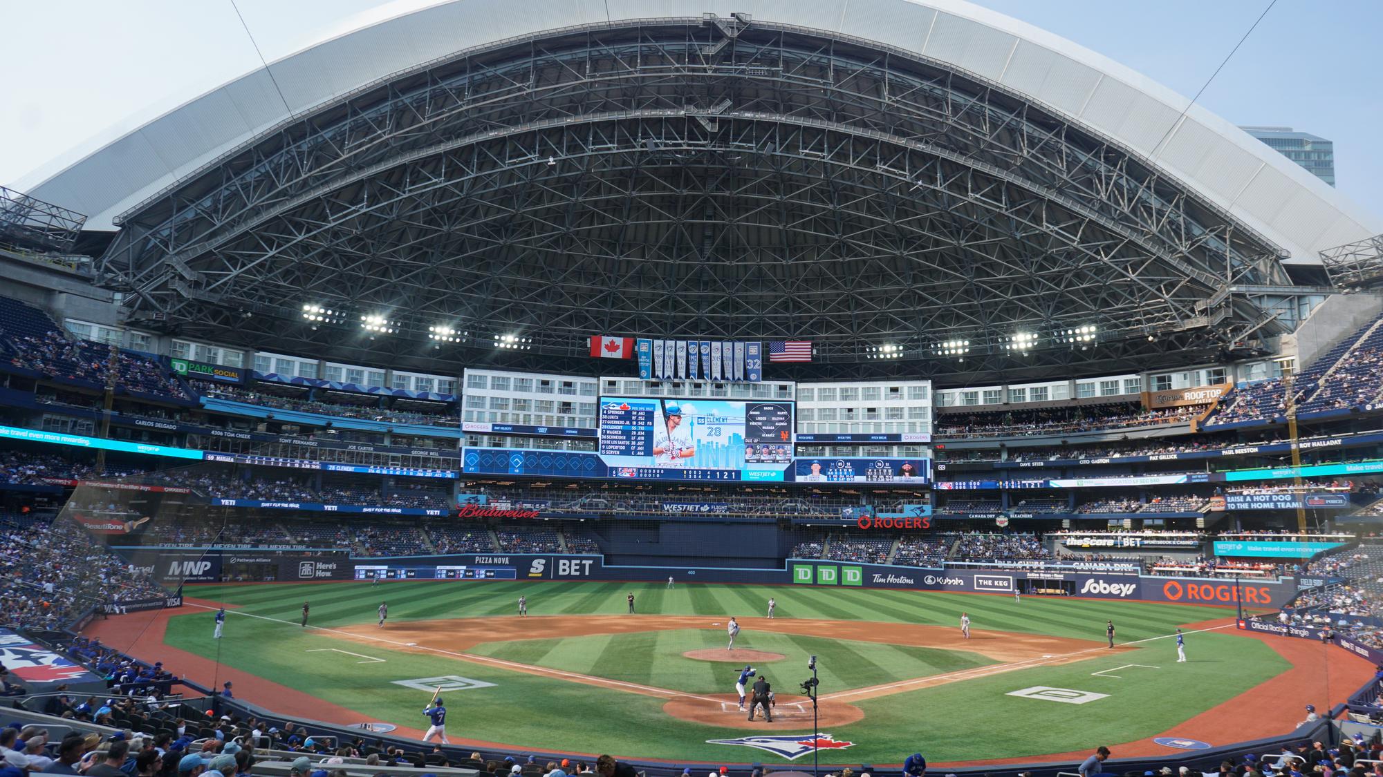 The rebuilt Rogers Centre bowl with the roof open