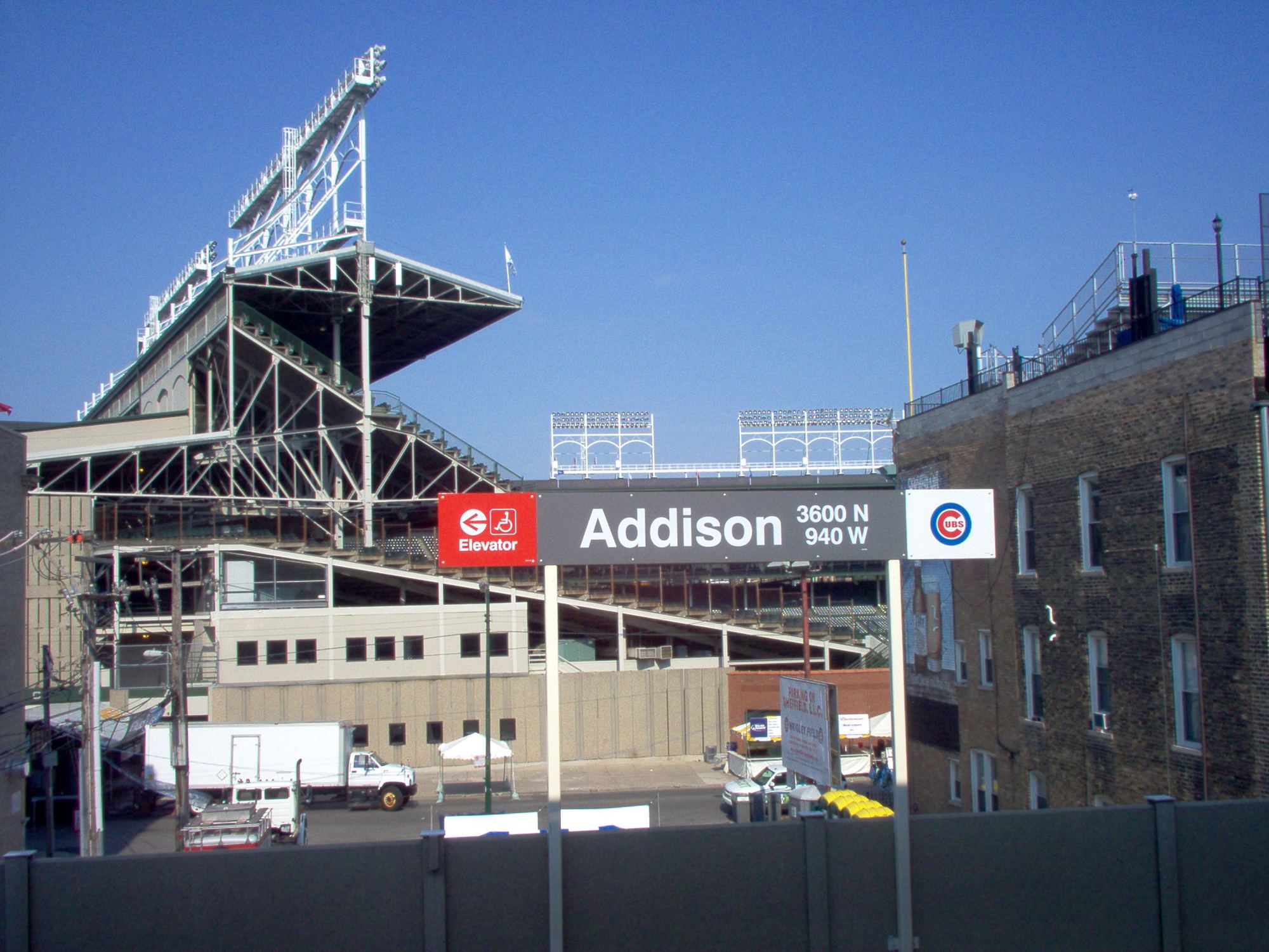 The Addison Red Line station above Addison Street near Wrigley Field
